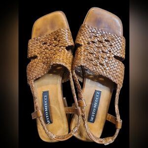 Sesto Meucci Tan Woven Sandals Size 5